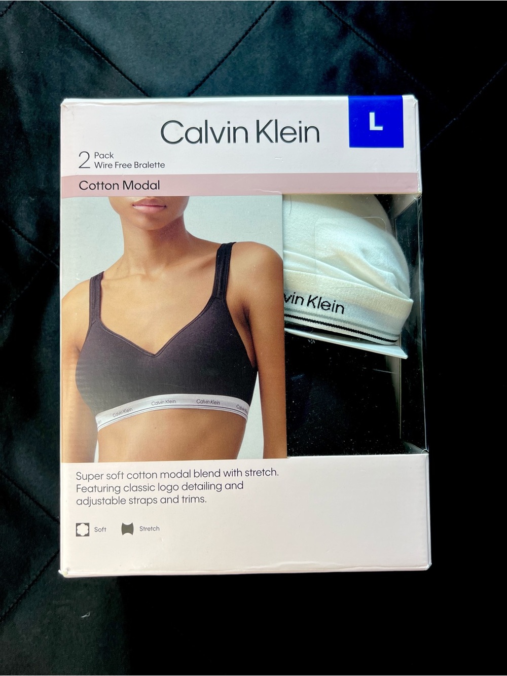 Calvin Klein 2-Pack Cotton Modal Bralettes - Black & White